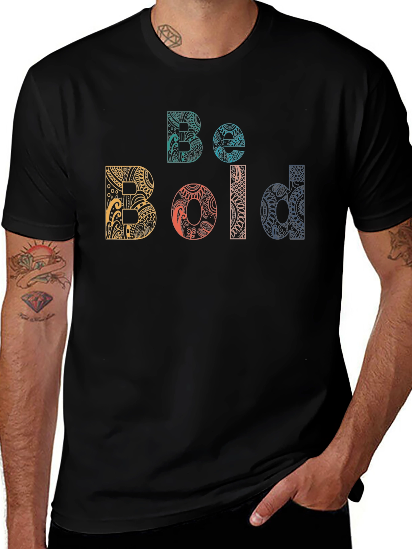 Be Bold Graphic Print Black Crew Neck T-Shirt