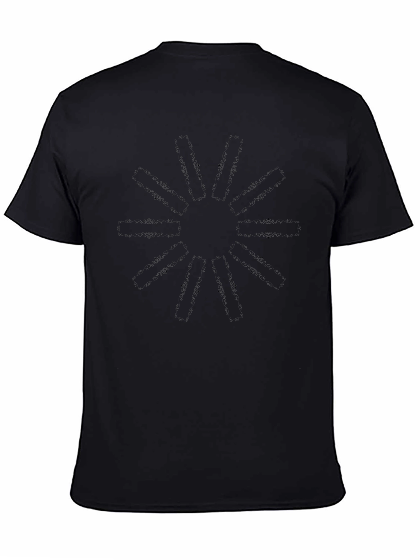 Mens Solid Black Crew Neck Graphic T-Shirt
