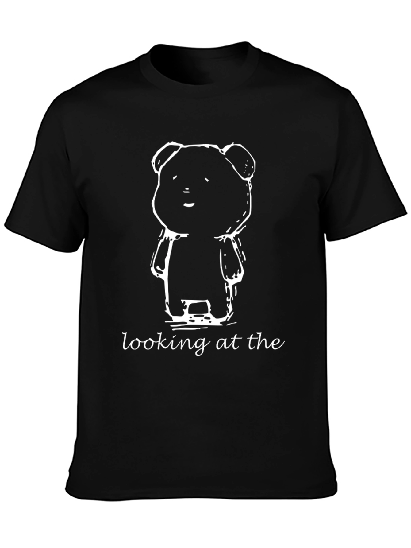 Bear Graphic Black T-Shirt - Looking at the