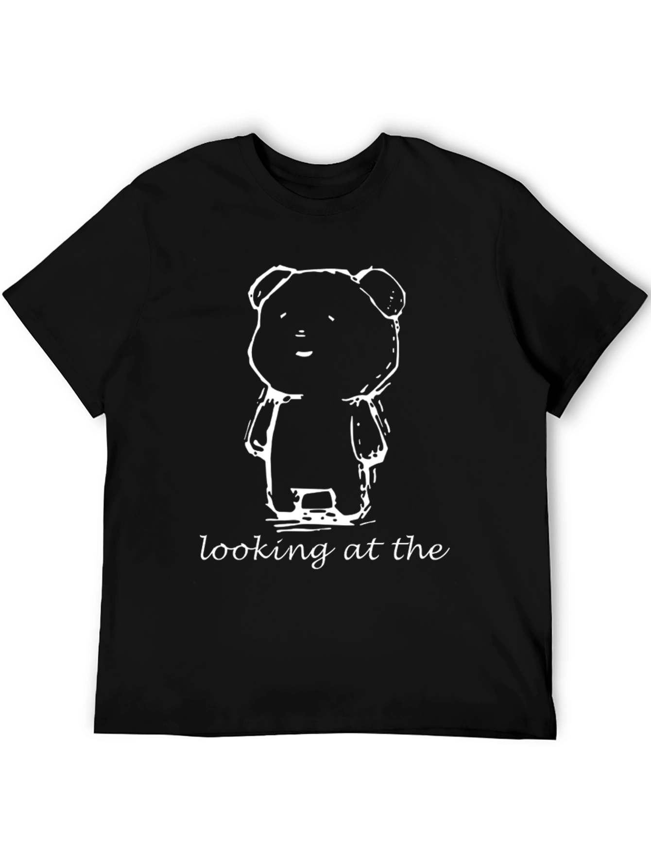 Bear Graphic Black T-Shirt - Looking at the