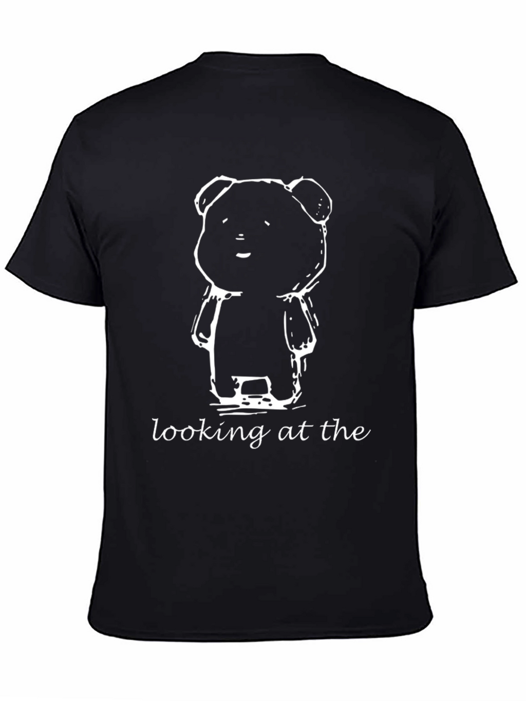 Bear Graphic Black T-Shirt - Looking at the
