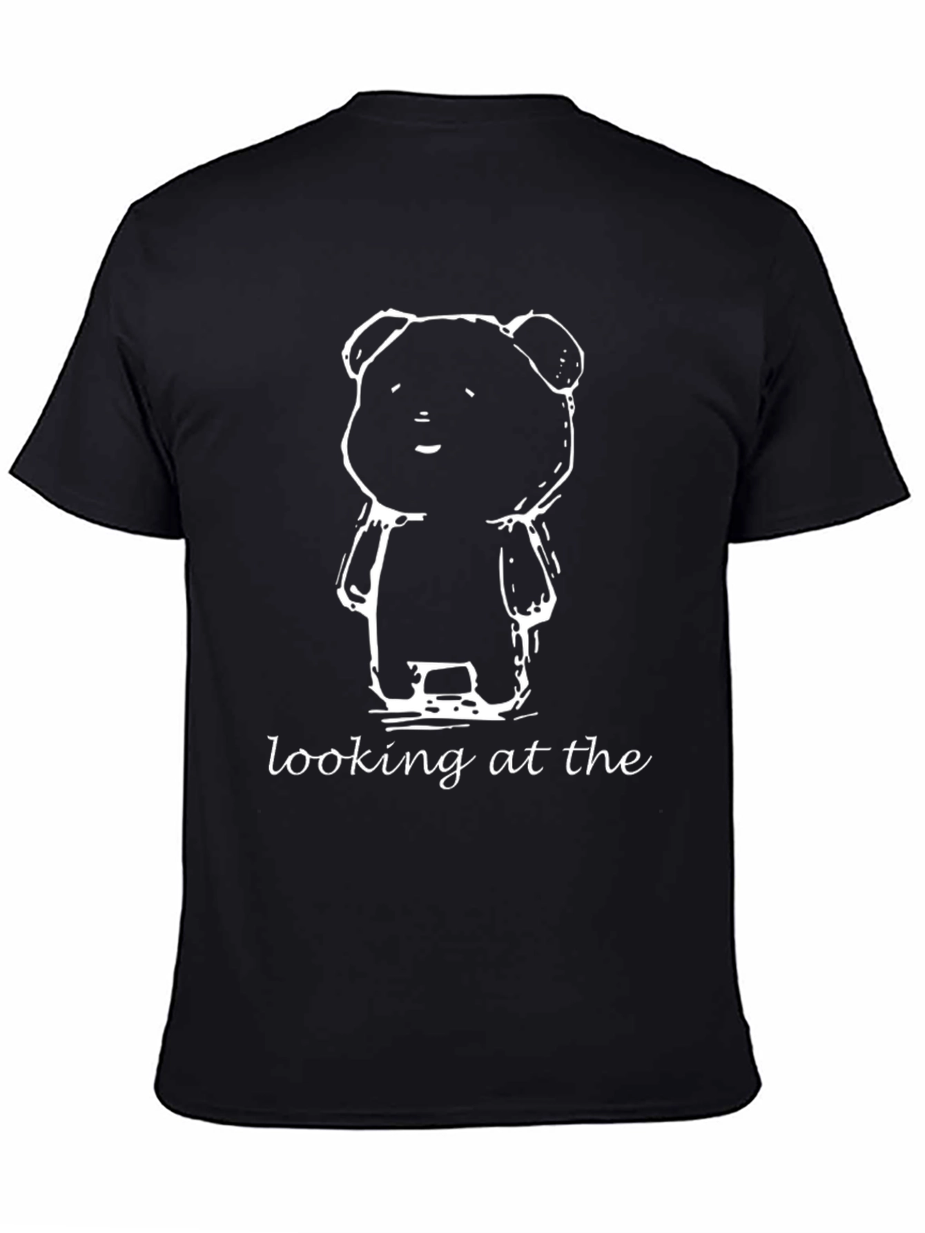 Bear Graphic Black T-Shirt - Looking at the