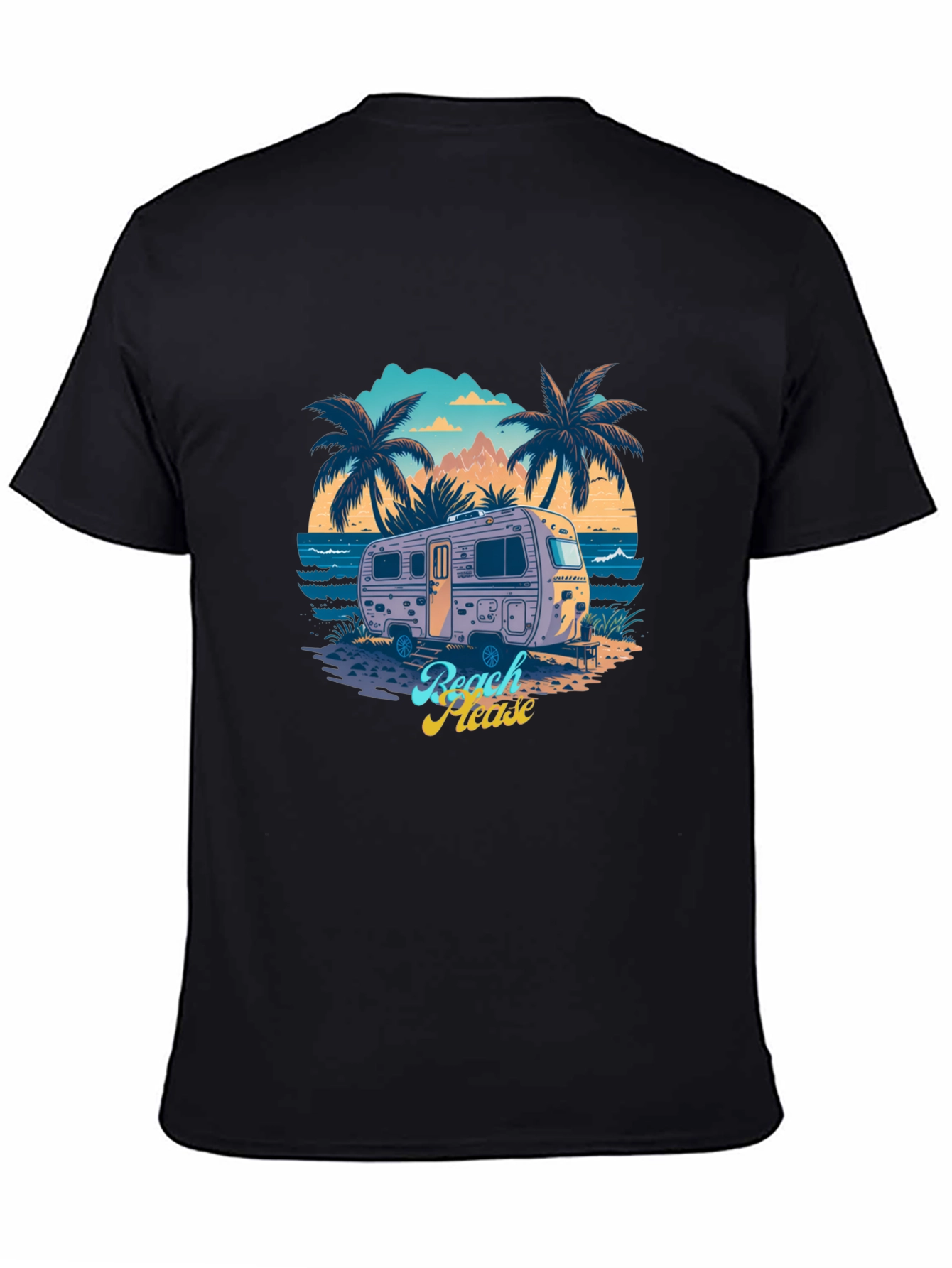 Beach Please Retro Camper Graphic T-Shirt