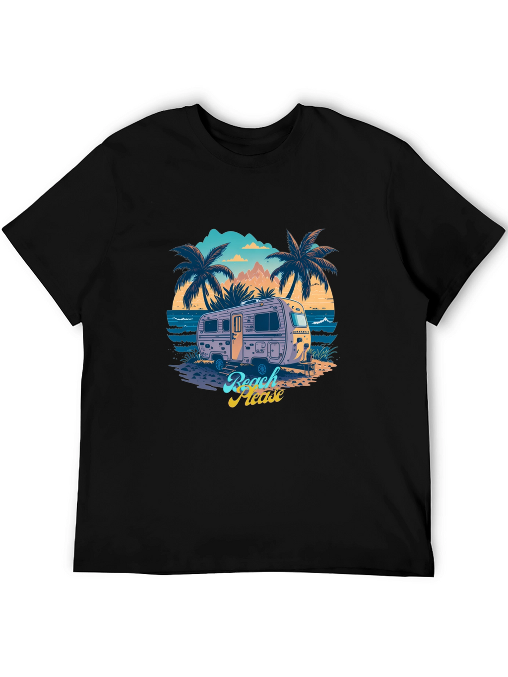 Beach Please Retro Camper Graphic T-Shirt