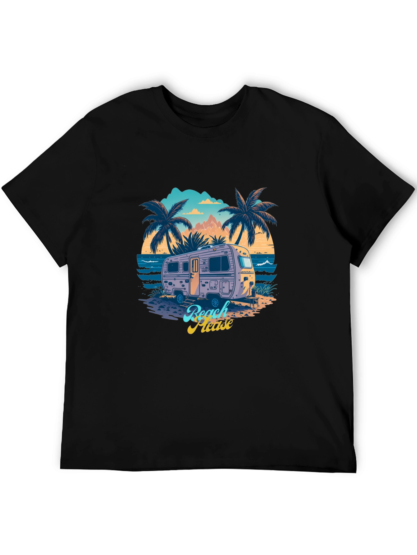 Beach Please Retro Camper Graphic T-Shirt