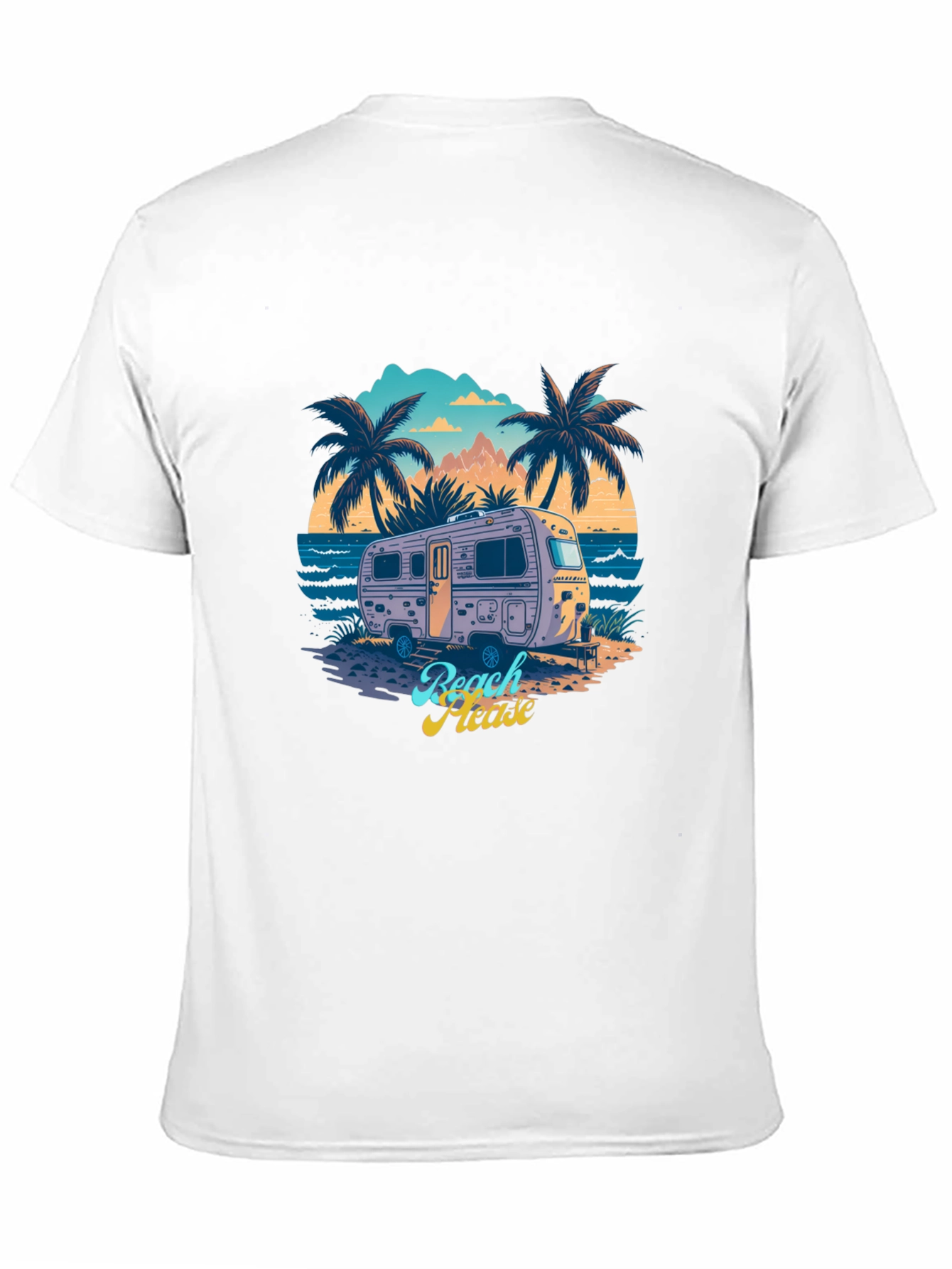Beach Please Retro Camper Graphic T-Shirt