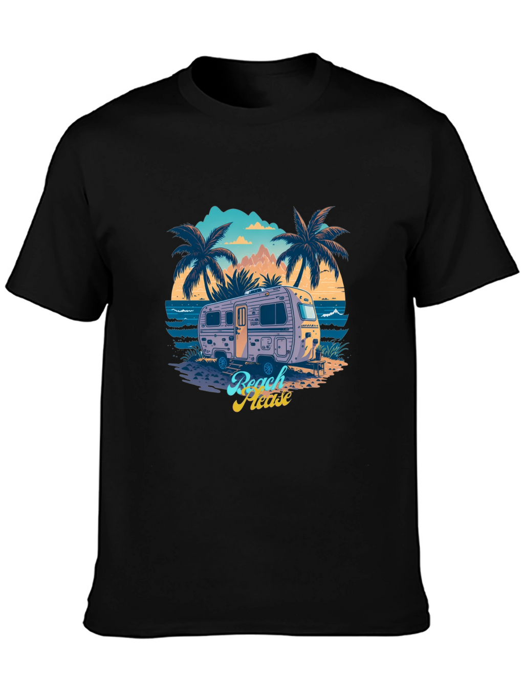 Beach Please Retro Camper Graphic T-Shirt