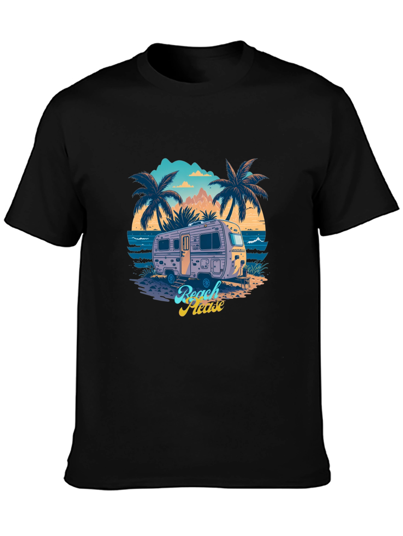 Beach Please Retro Camper Graphic T-Shirt