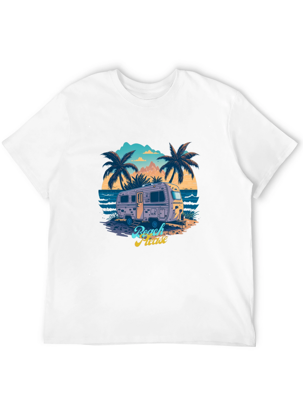 Beach Please Retro Camper Graphic T-Shirt