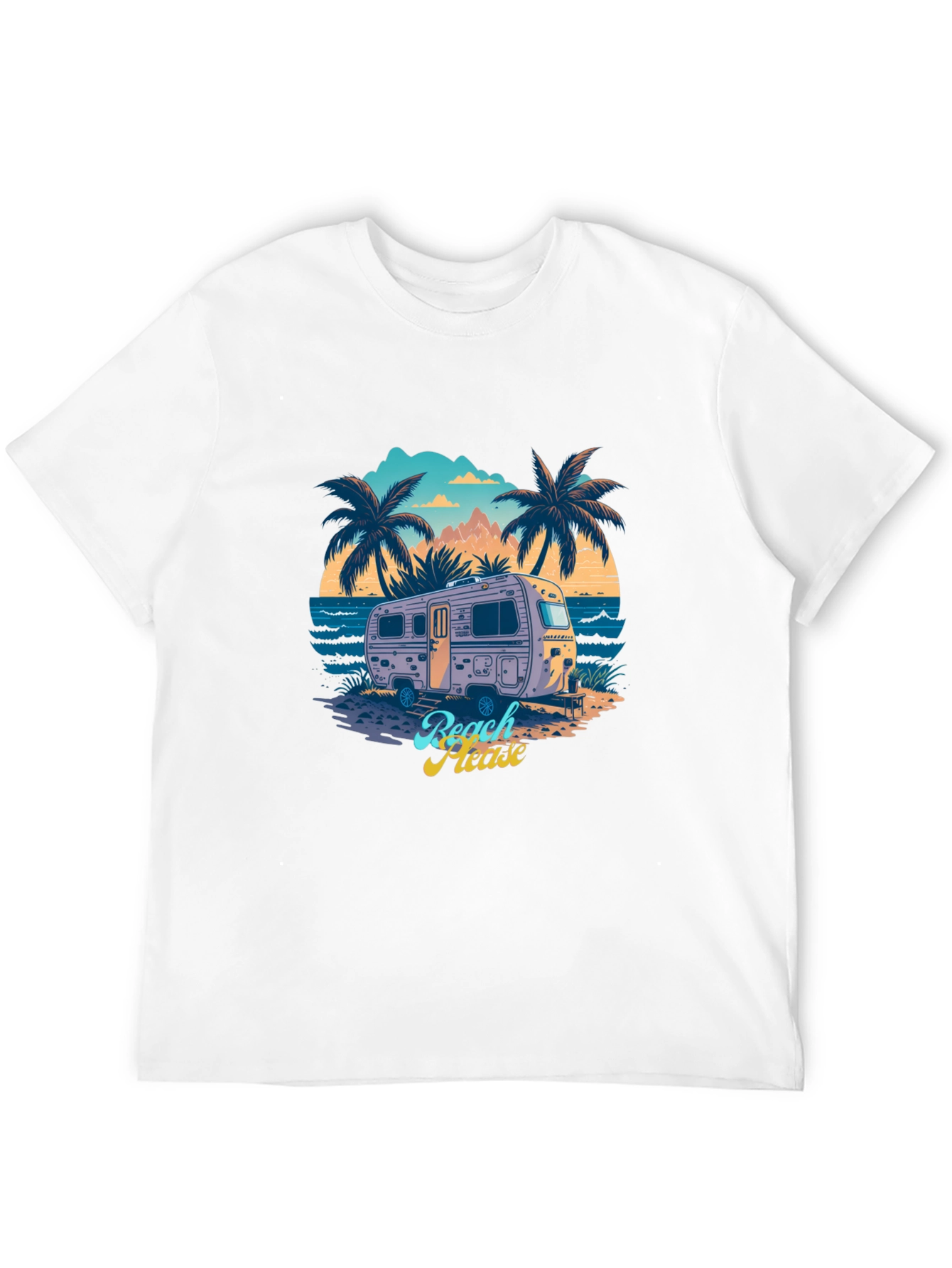 Beach Please Retro Camper Graphic T-Shirt
