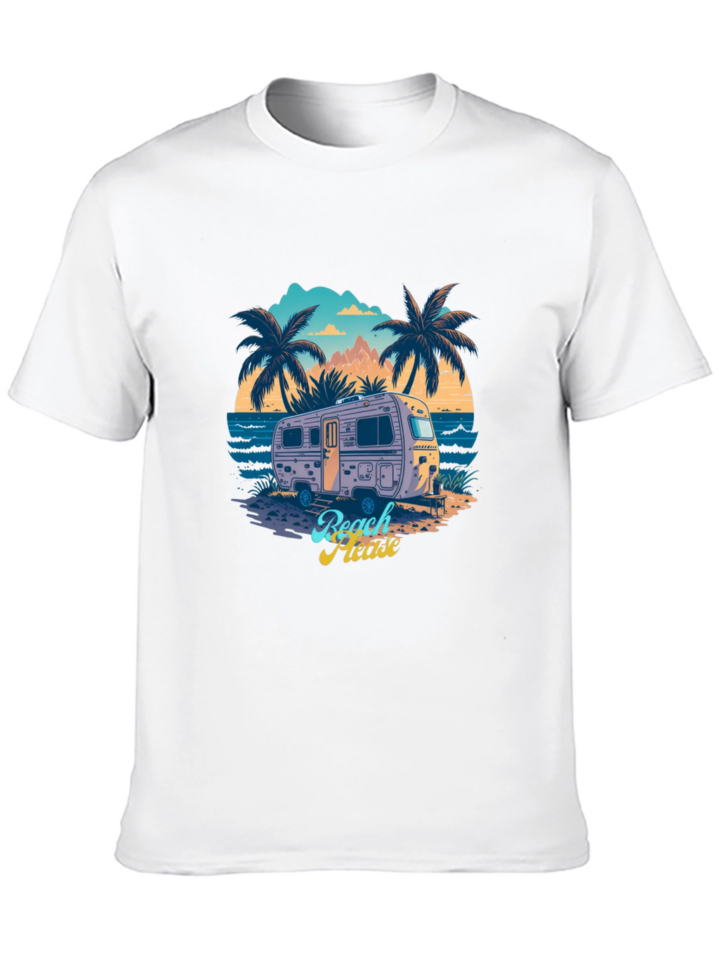 Beach Please Retro Camper Graphic T-Shirt