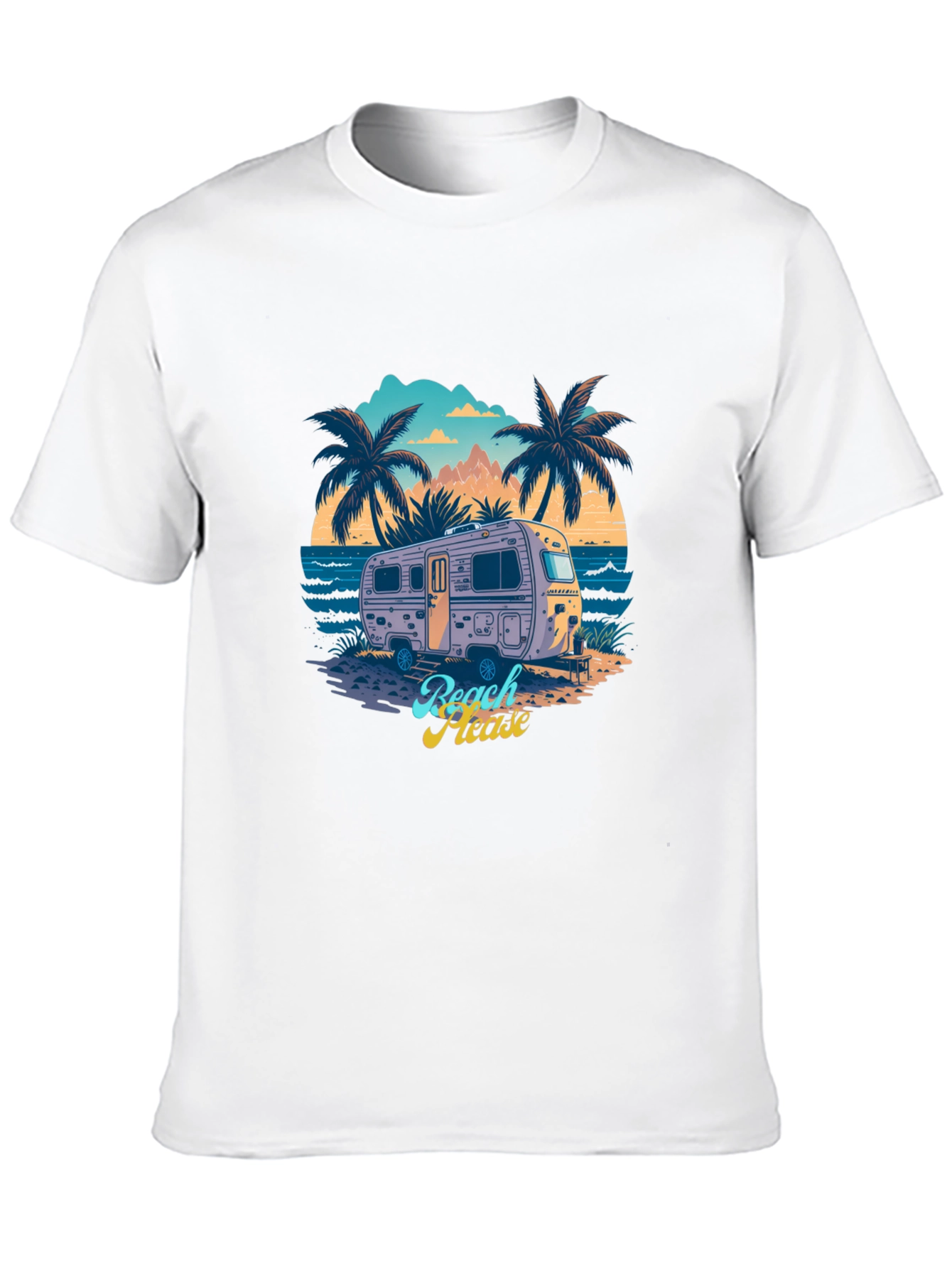 Beach Please Retro Camper Graphic T-Shirt