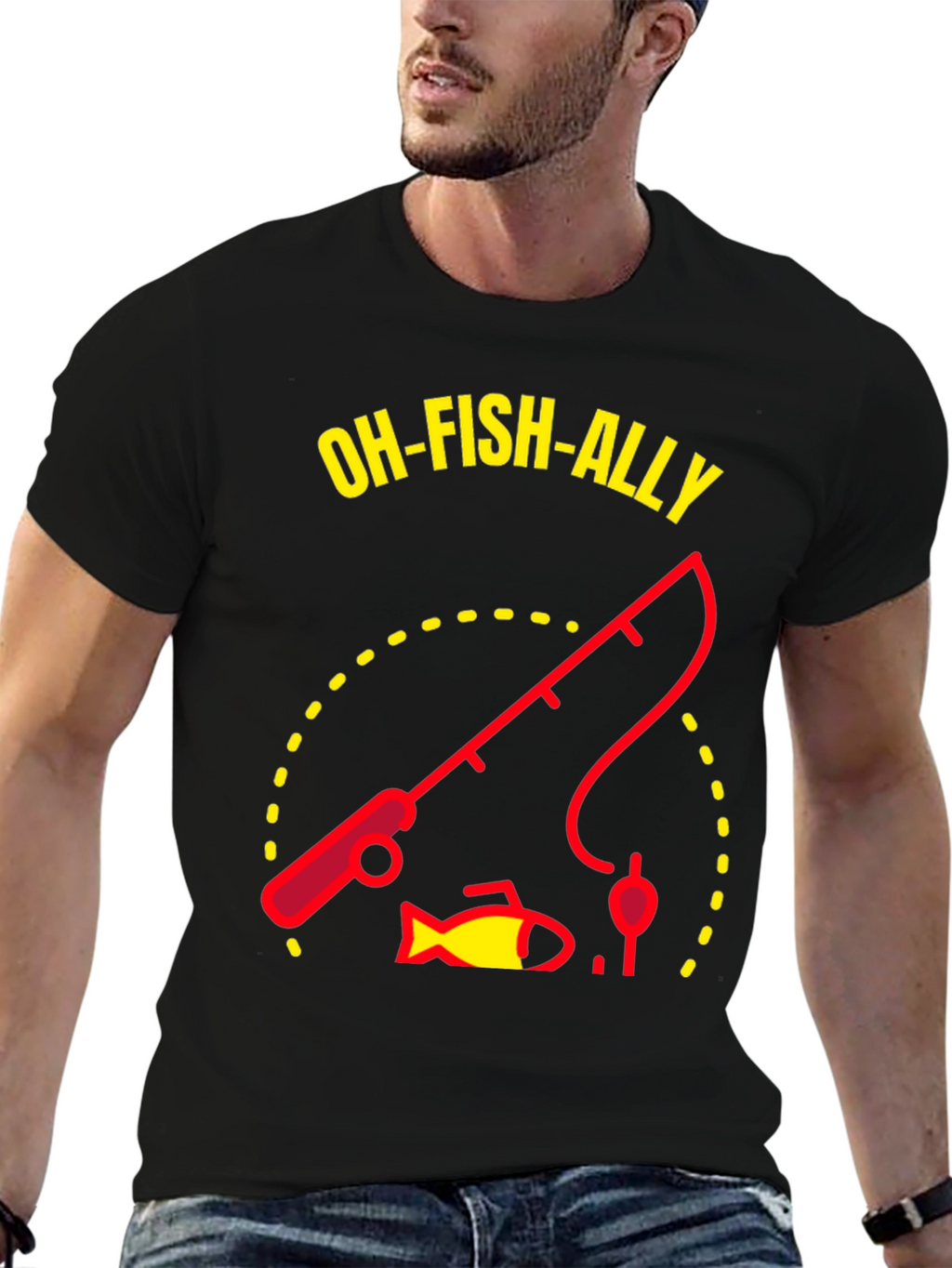 Oh-Fish-Ally Fishing Graphic T-Shirt