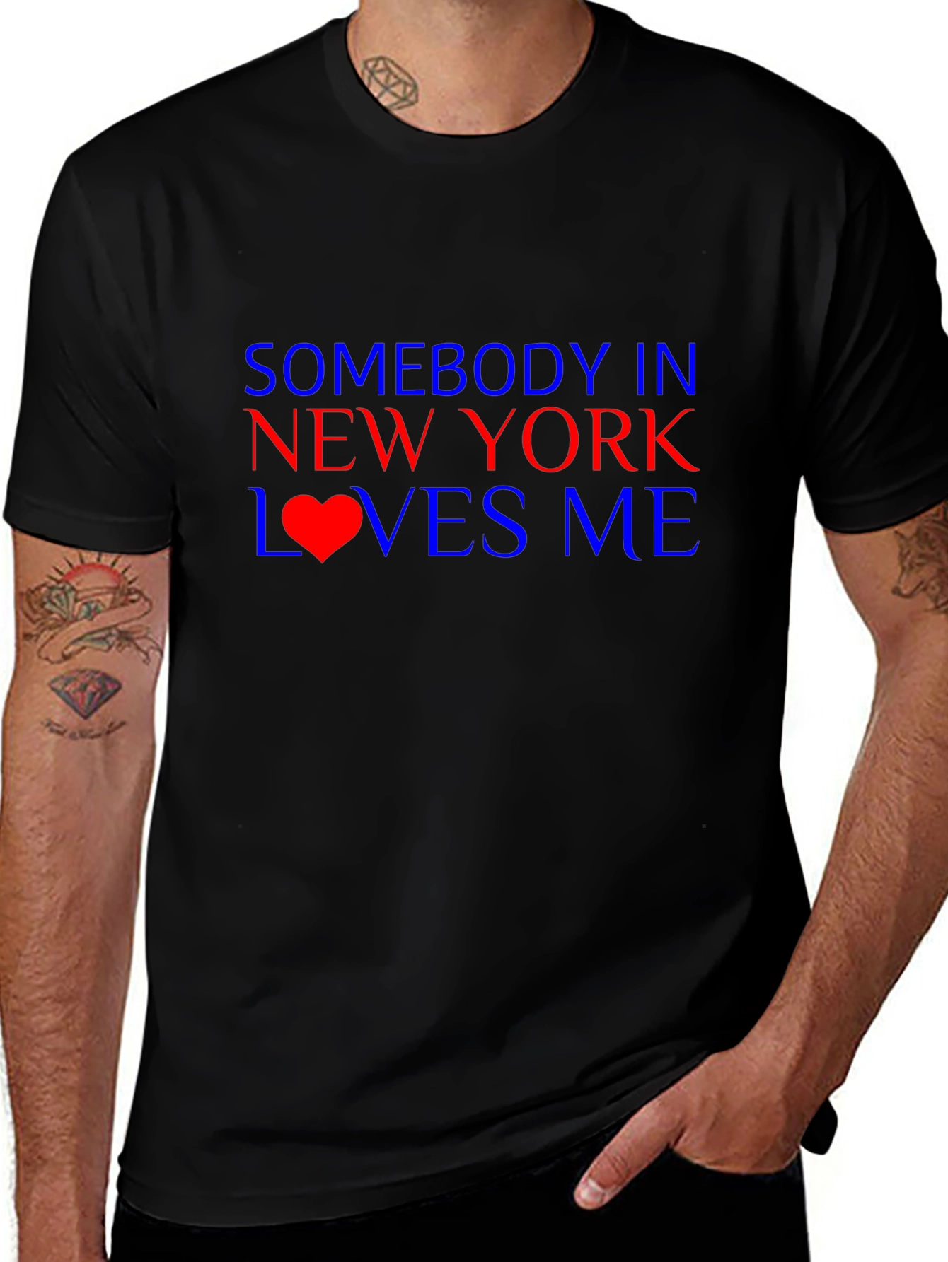 Somebody in New York Loves Me Black T-Shirt