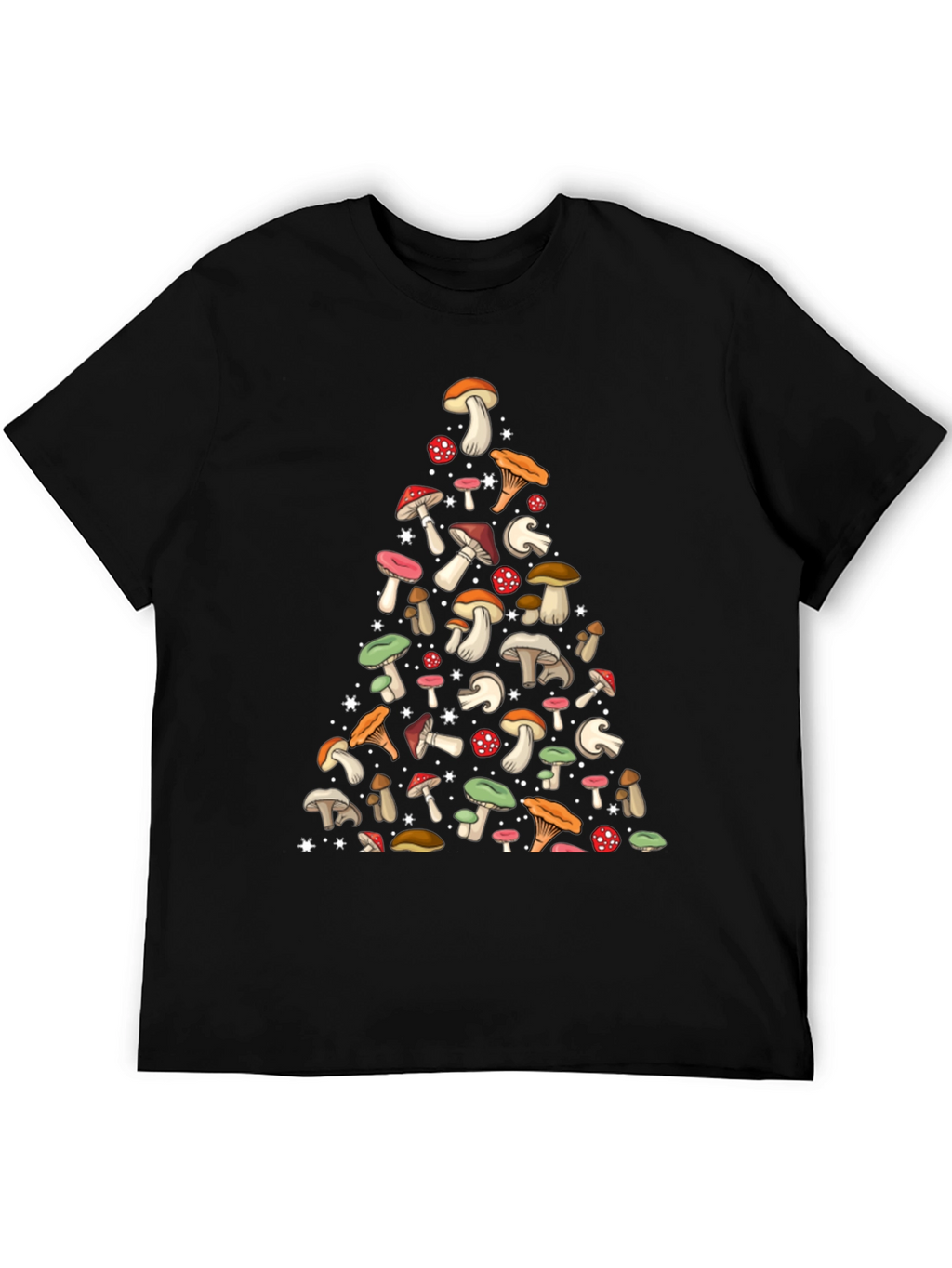 Mushroom Pattern Black T-Shirt