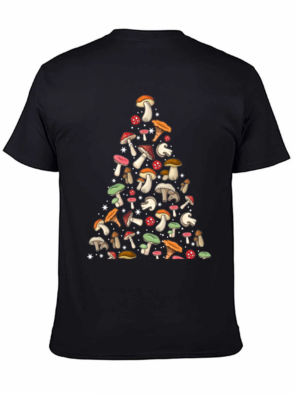 Mushroom Pattern Black T-Shirt