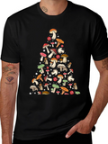 Mushroom Pattern Black T-Shirt