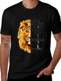 Lion Graphic Print T-Shirt - Philippians 4:13 - Black