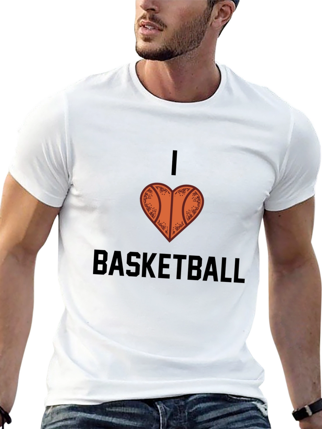 I Love Basketball Graphic Tee - Black Cotton Shirt