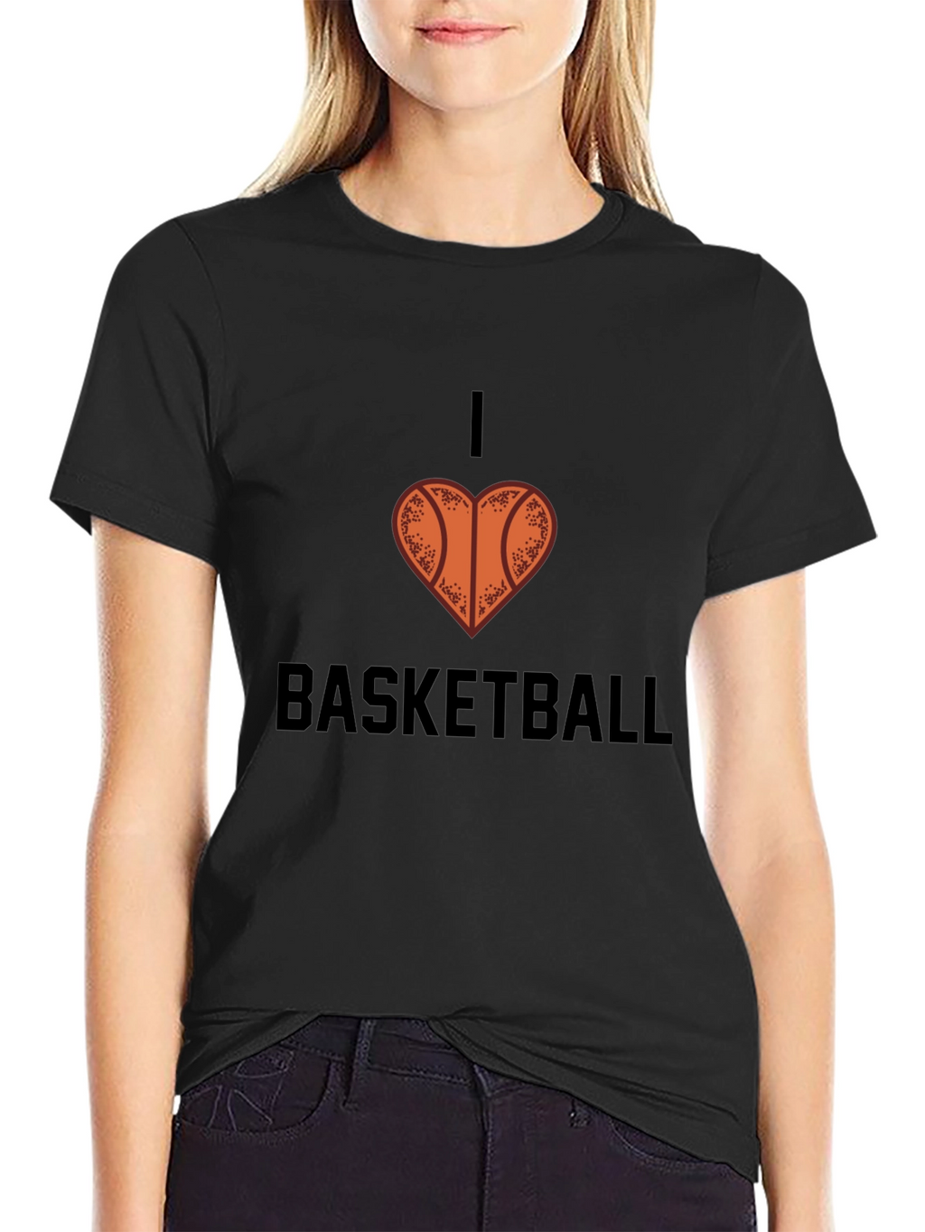 I Love Basketball Graphic Tee - Black Cotton Shirt