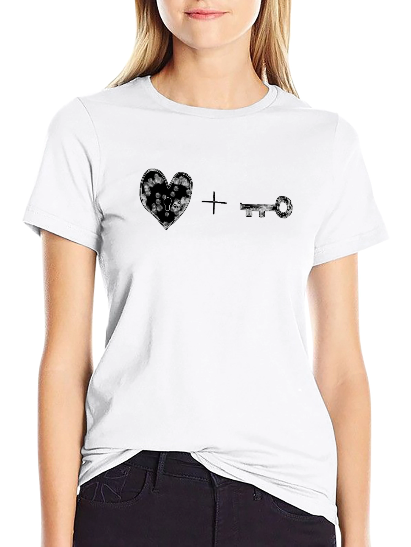Heart Lock & Key Graphic T-Shirt