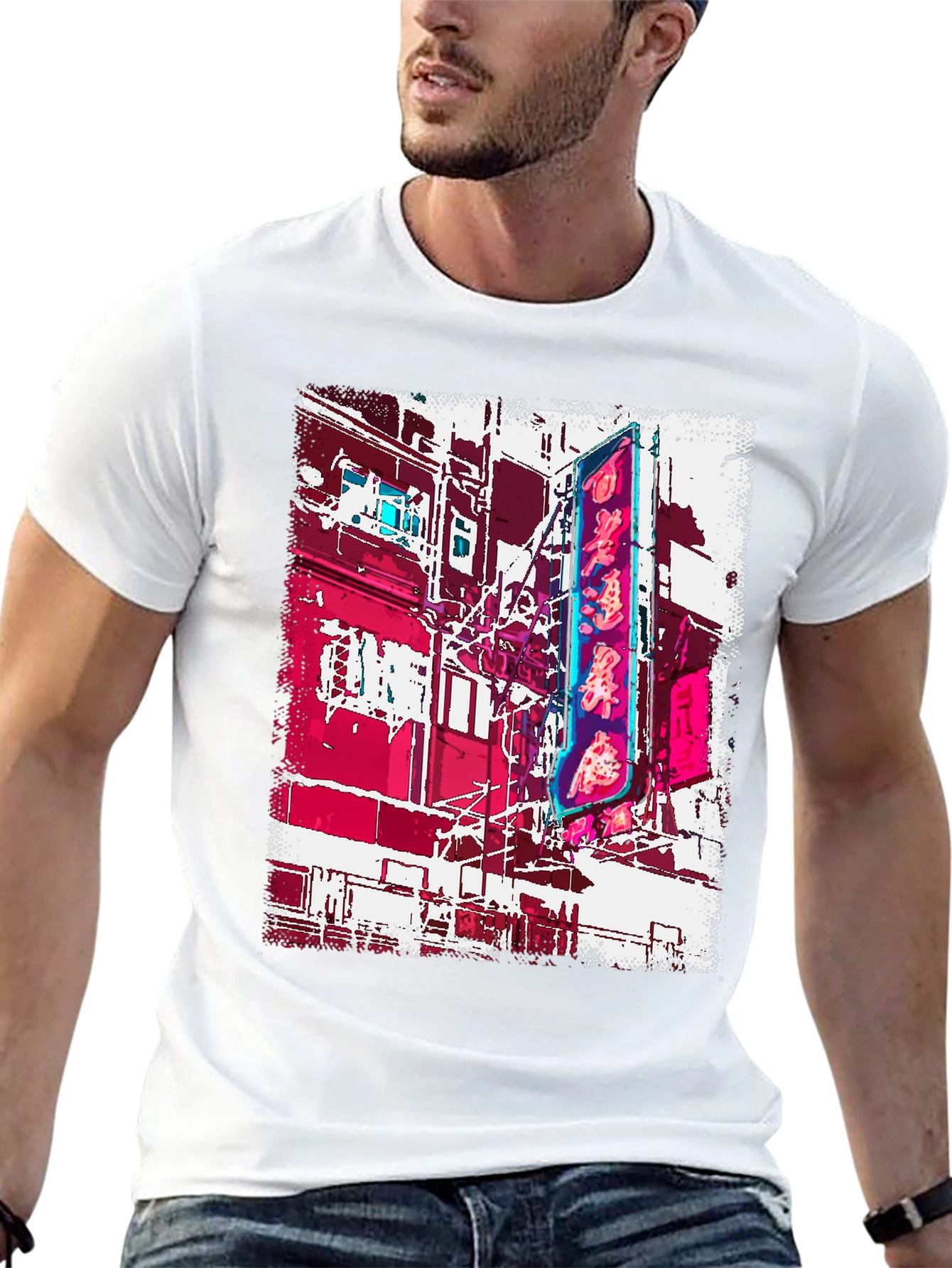 Neon Cityscape Graphic Tee