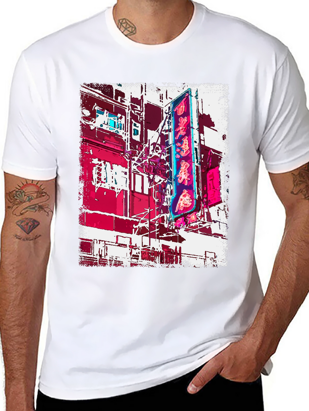 Neon Cityscape Graphic Tee