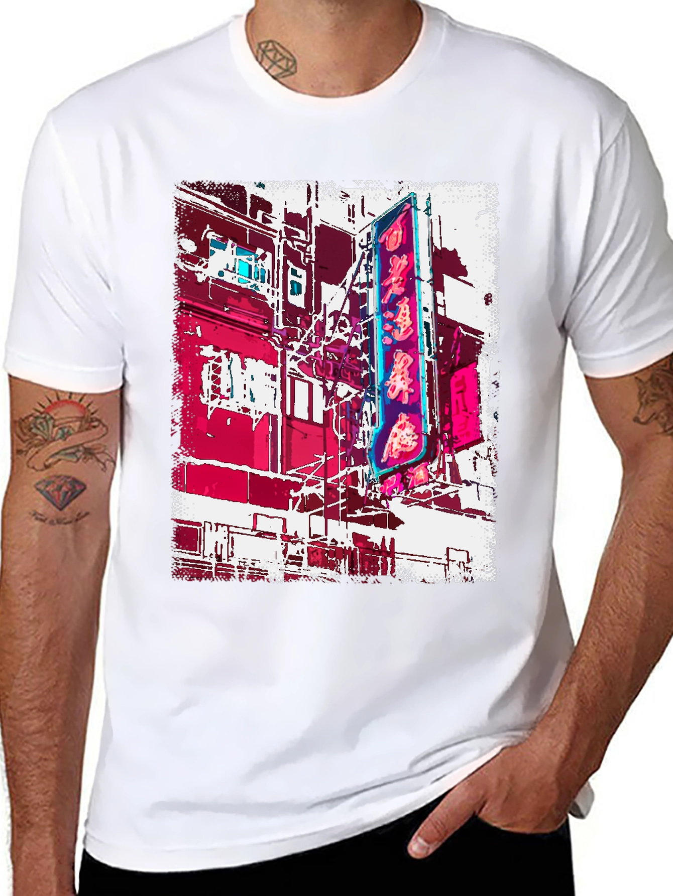 Neon Cityscape Graphic Tee