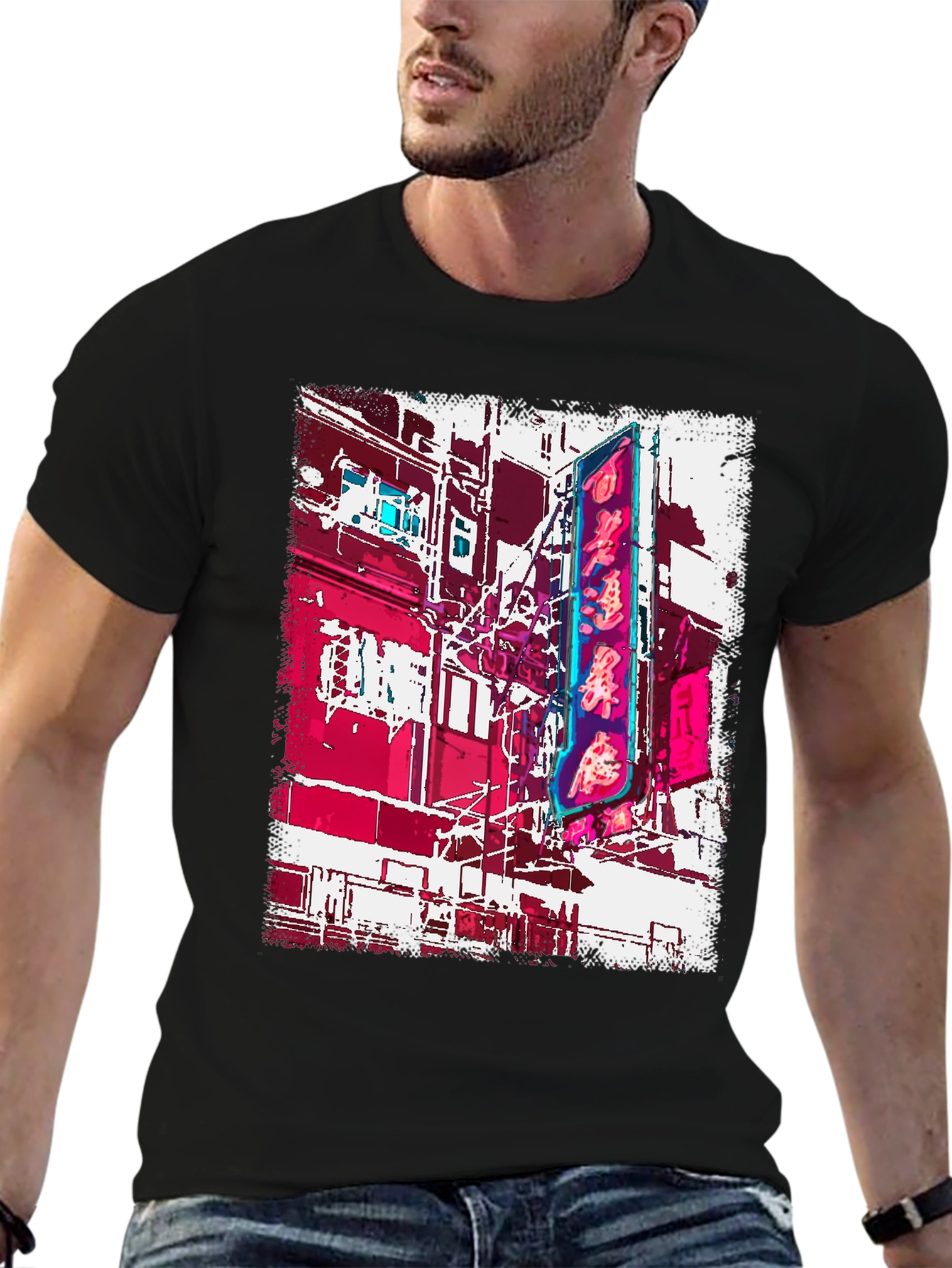 Neon Cityscape Graphic Tee