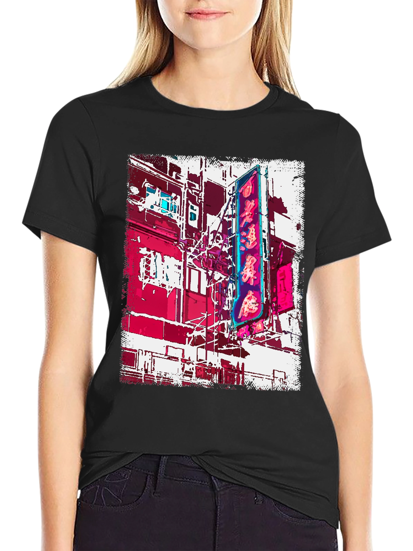 Neon Cityscape Graphic Tee