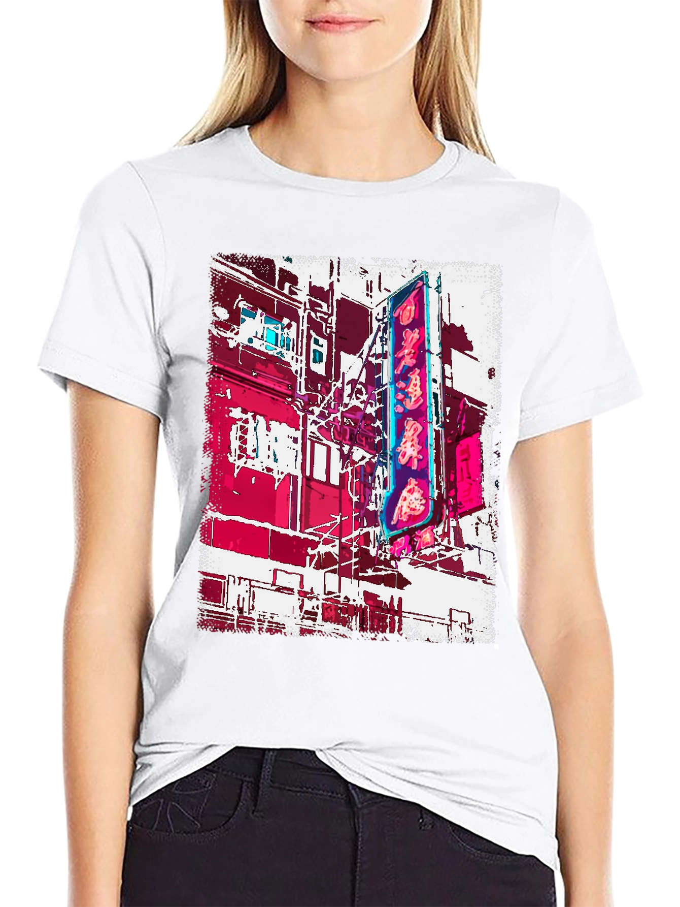 Neon Cityscape Graphic Tee