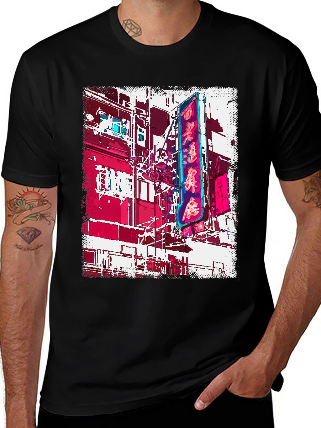 Neon Cityscape Graphic Tee