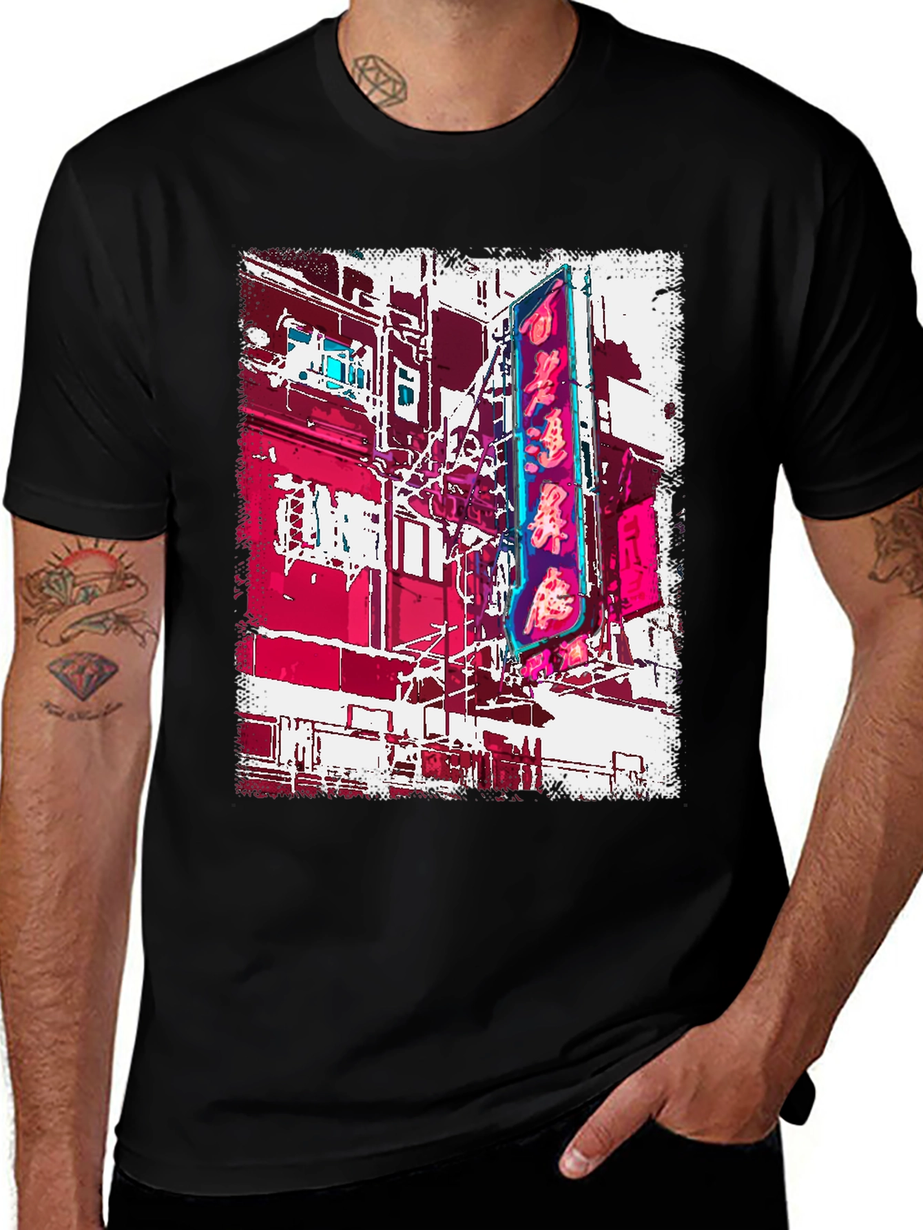 Neon Cityscape Graphic Tee