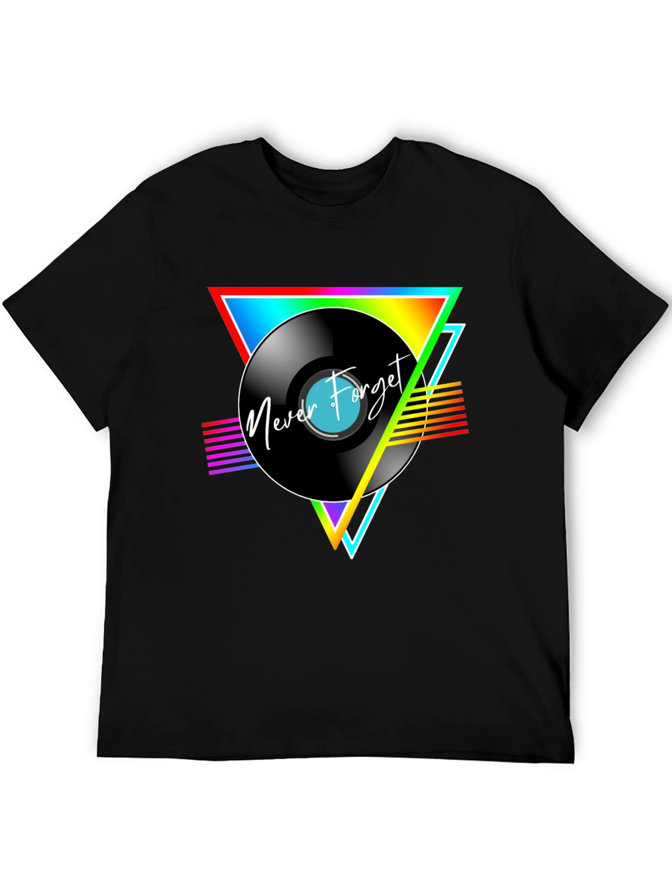 Retro Vinyl Record T-Shirt - Never Forget Graphic Tee