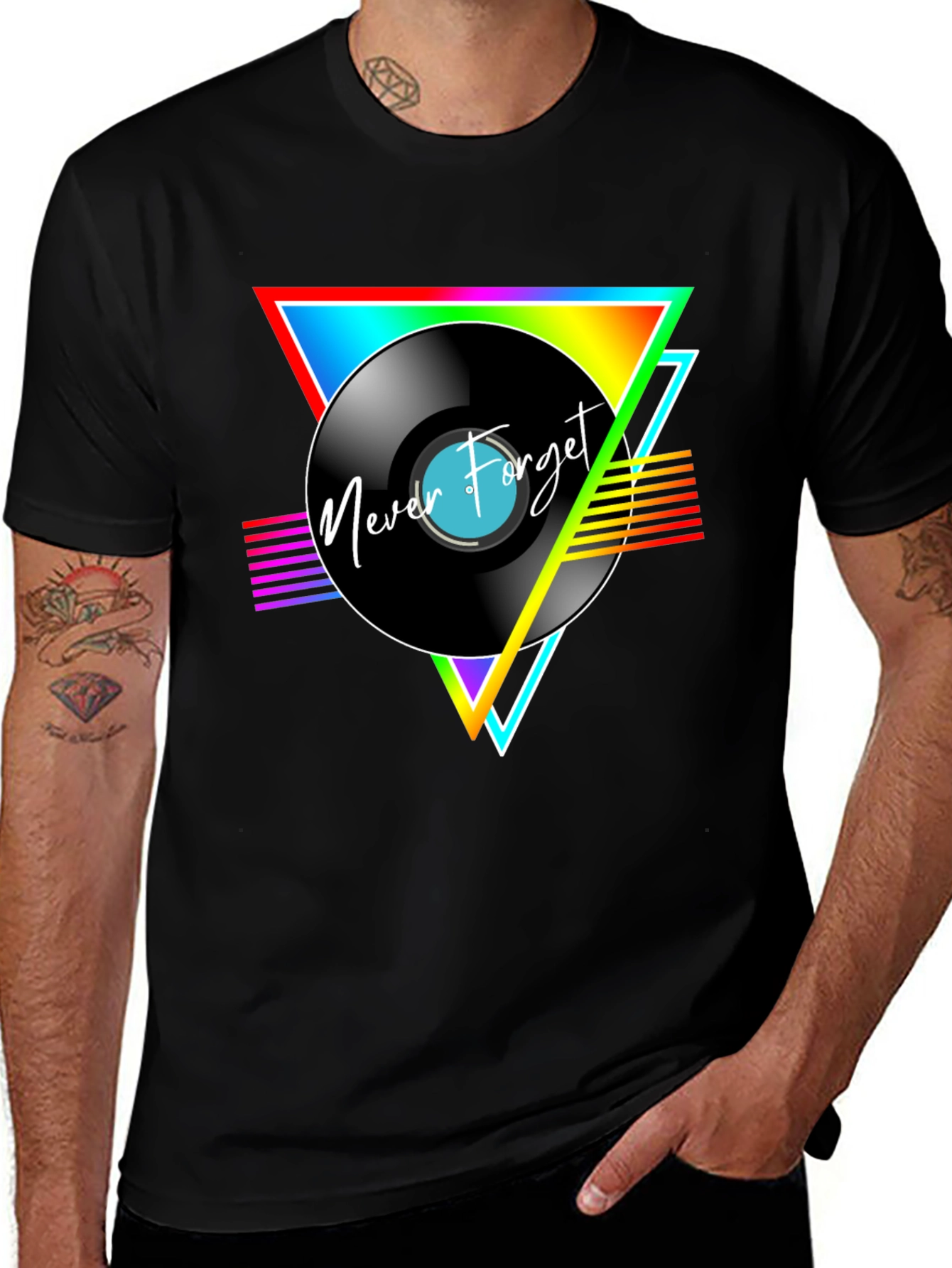 Retro Vinyl Record T-Shirt - Never Forget Graphic Tee