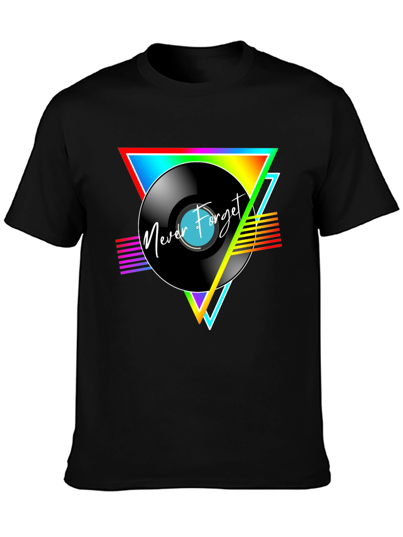 Retro Vinyl Record T-Shirt - Never Forget Graphic Tee