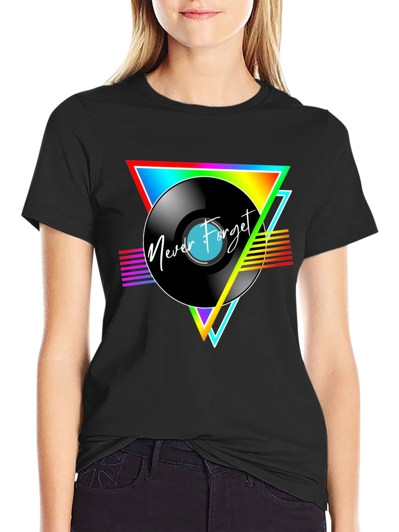 Retro Vinyl Record T-Shirt - Never Forget Graphic Tee