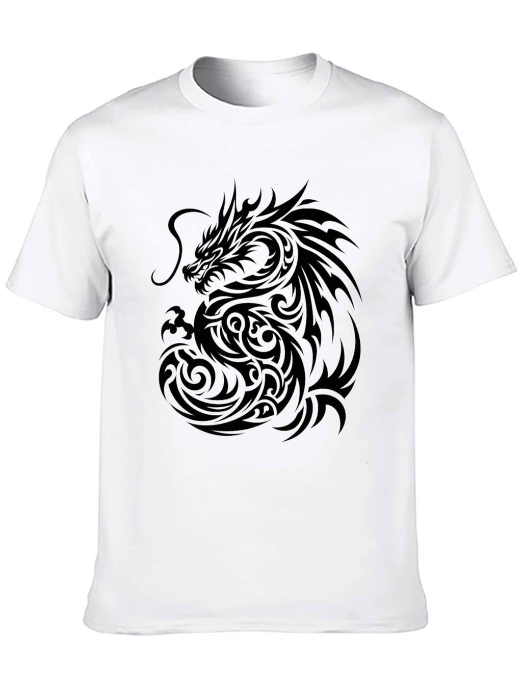 Dragon Graphic Black T-Shirt | Tribal Tattoo Style