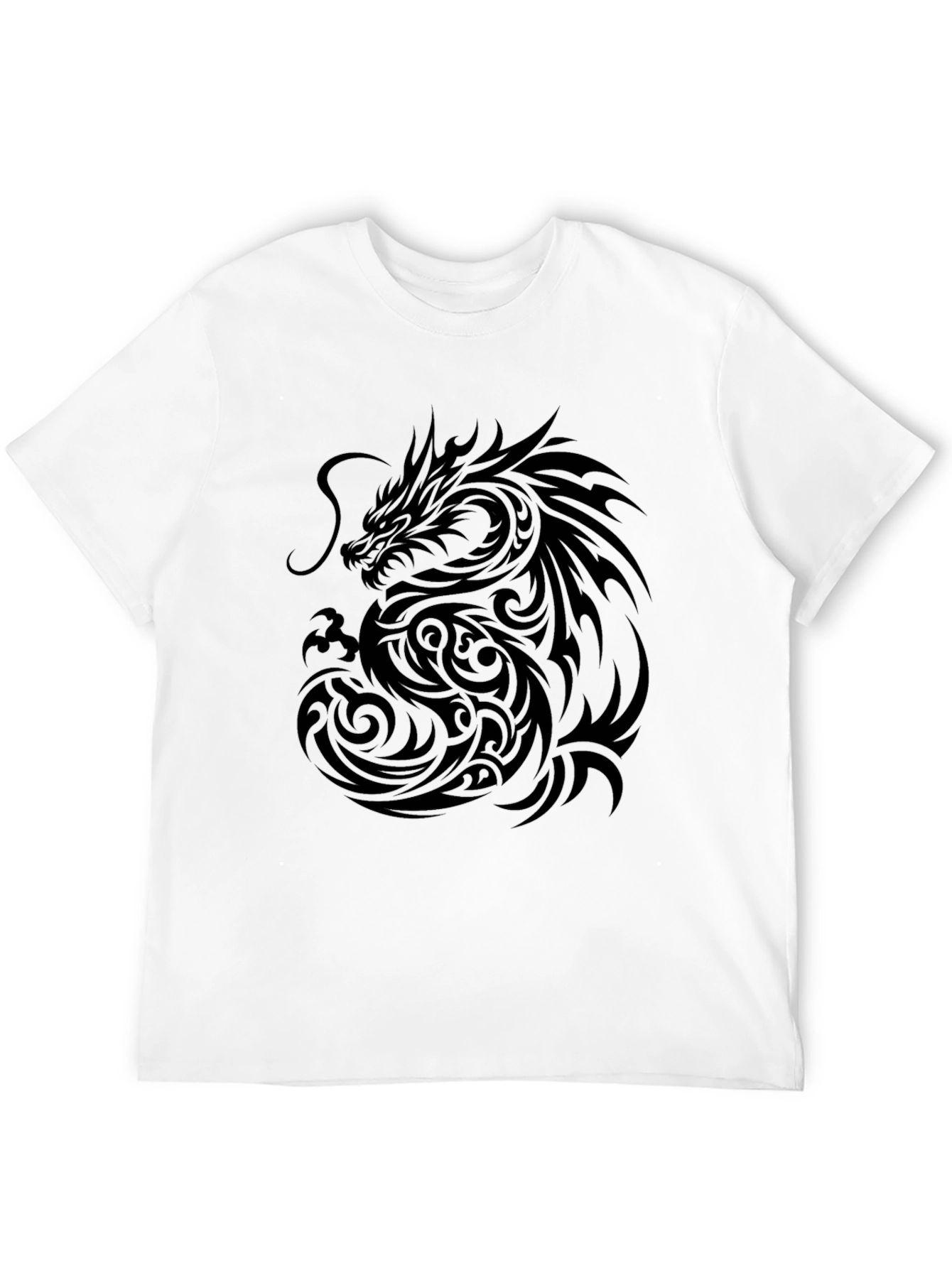 Dragon Graphic Black T-Shirt | Tribal Tattoo Style