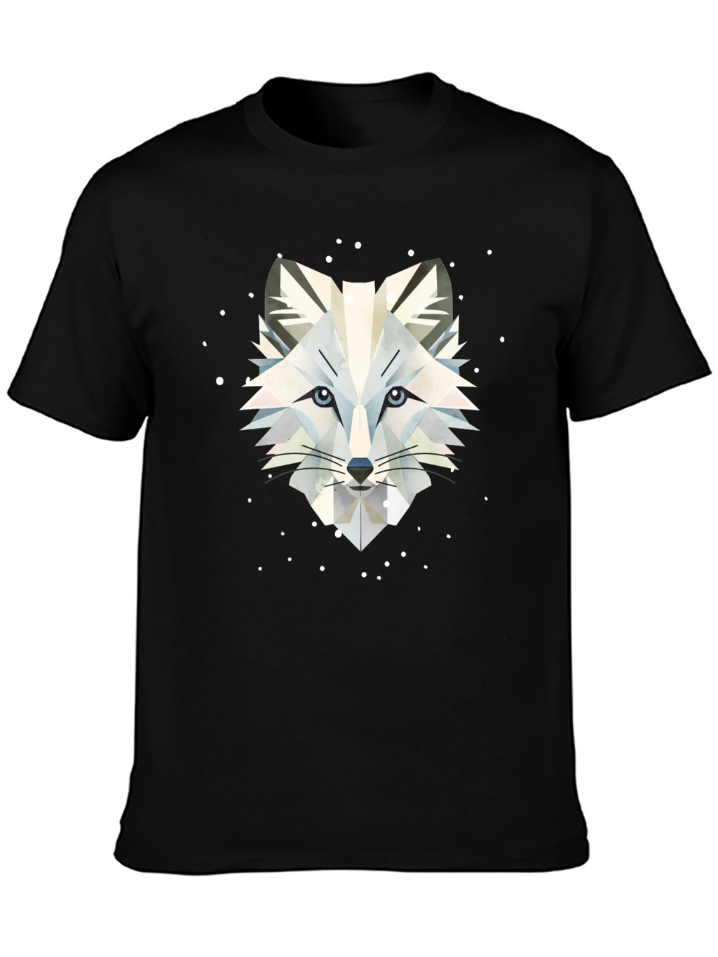 Geometric Arctic Fox Graphic Tee - Stylish Black T-Shirt