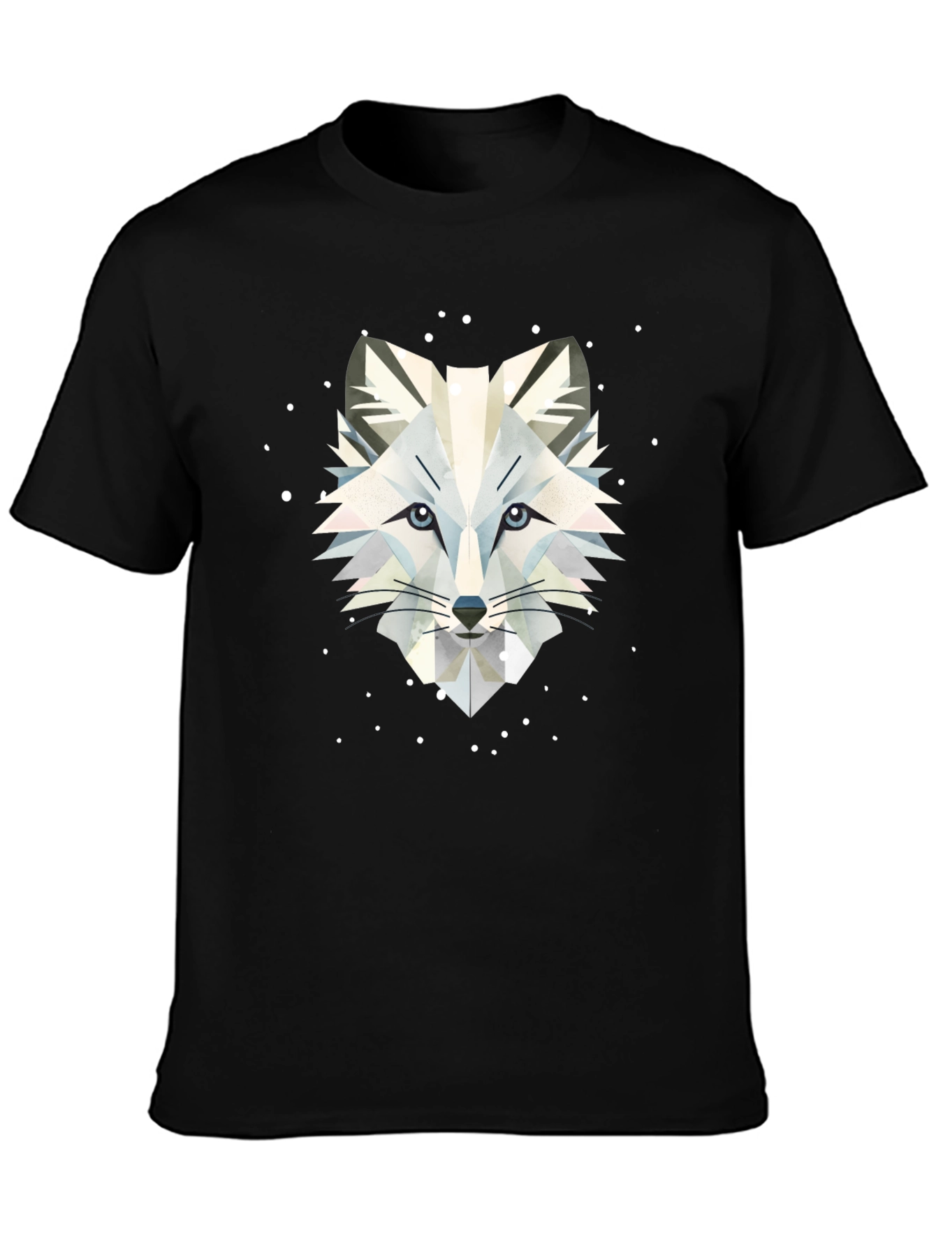 Geometric Arctic Fox Graphic Tee - Stylish Black T-Shirt