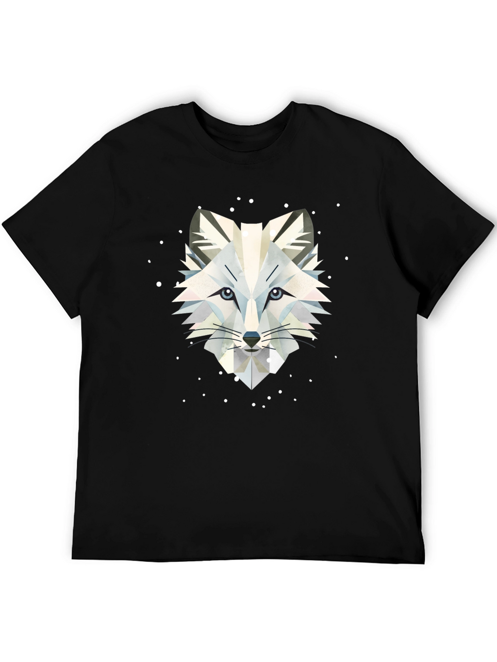 Geometric Arctic Fox Graphic Tee - Stylish Black T-Shirt