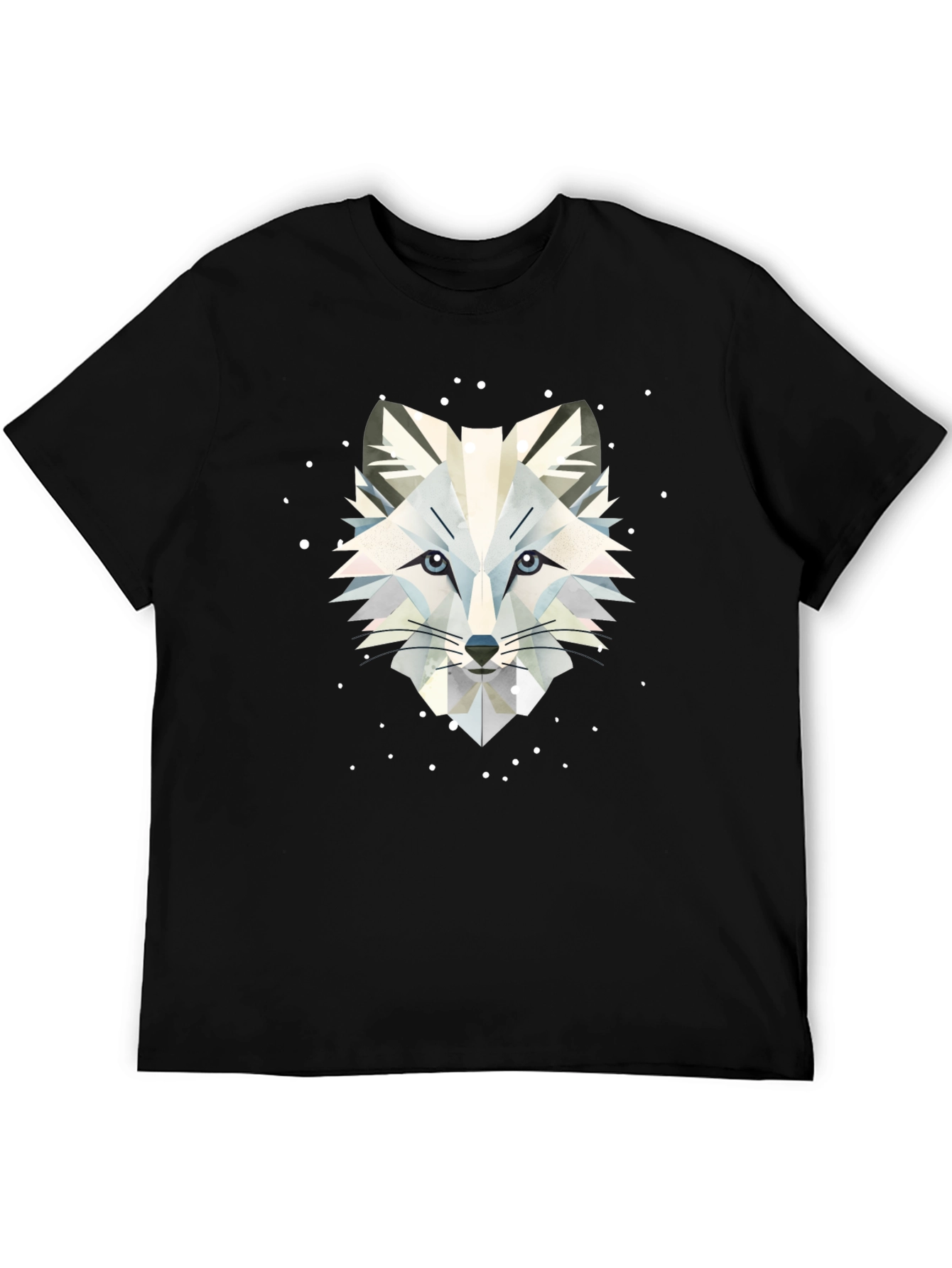 Geometric Arctic Fox Graphic Tee - Stylish Black T-Shirt