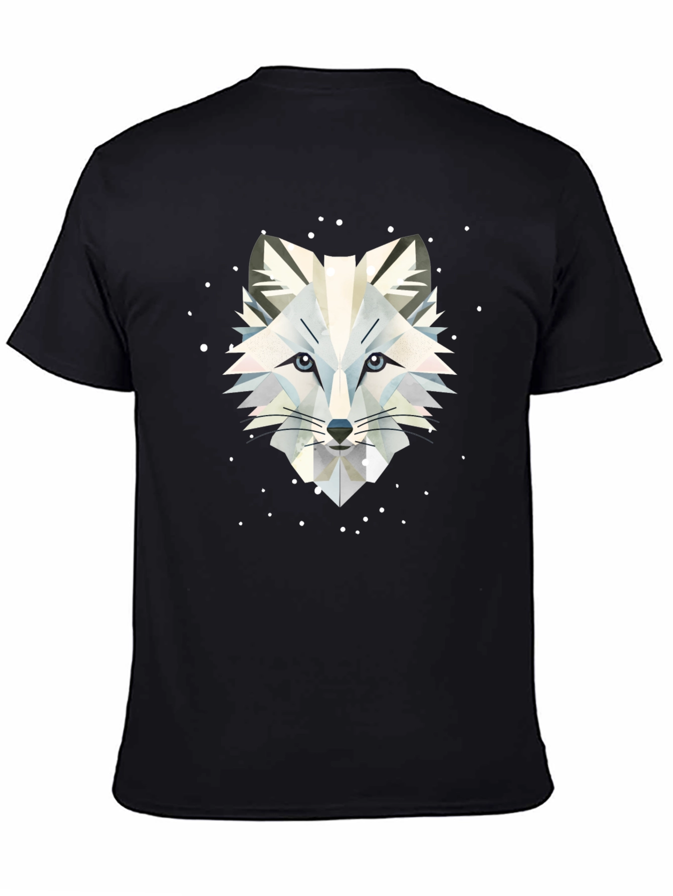 Geometric Arctic Fox Graphic Tee - Stylish Black T-Shirt