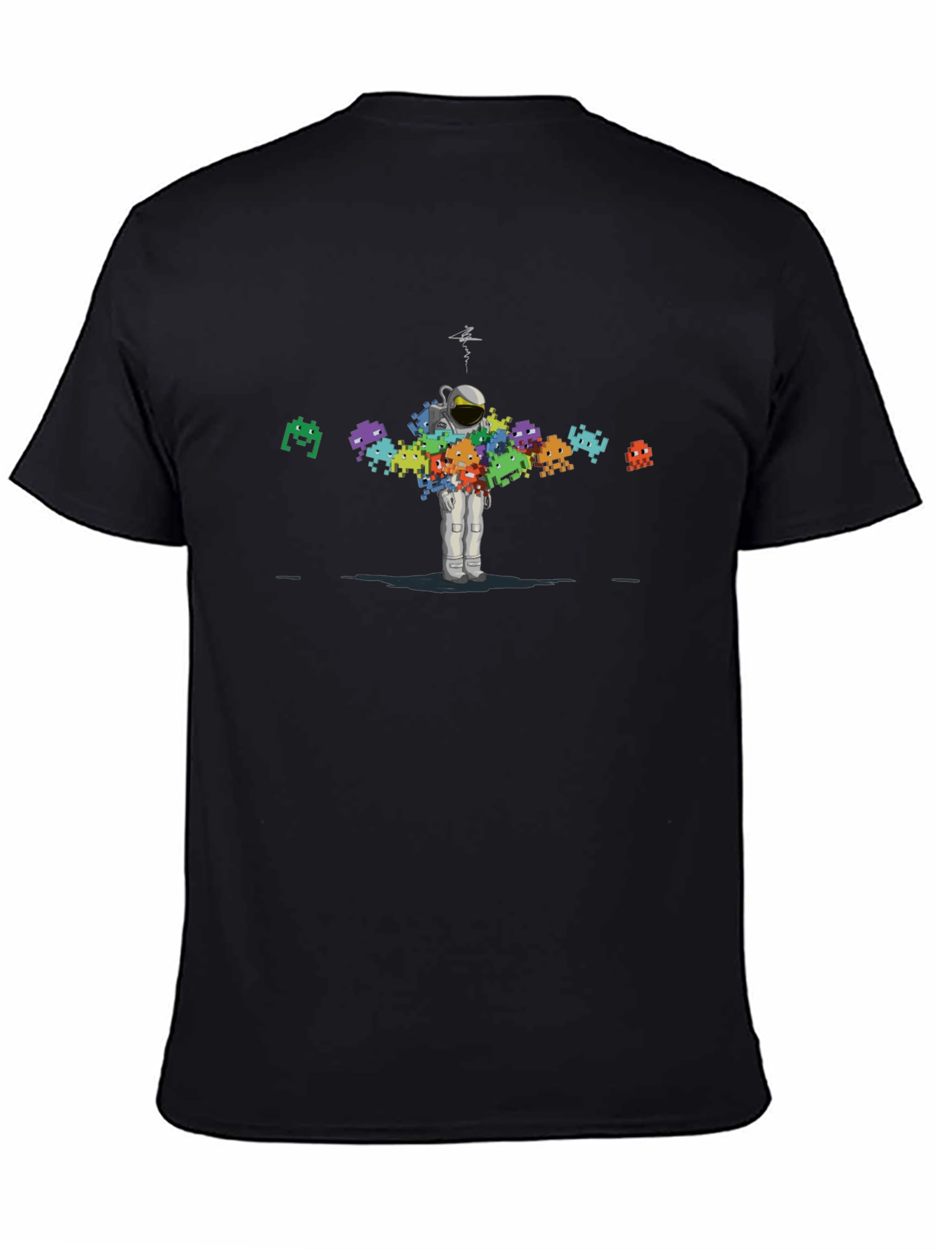 Astronaut Space Invaders T-Shirt - Black
