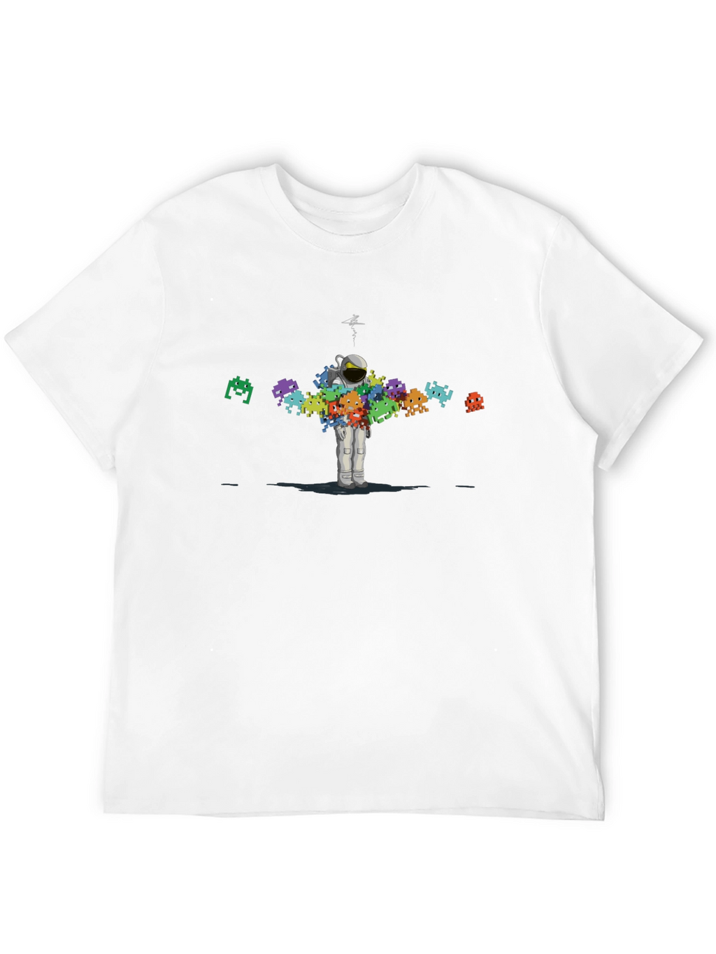 Astronaut Space Invaders T-Shirt - Black