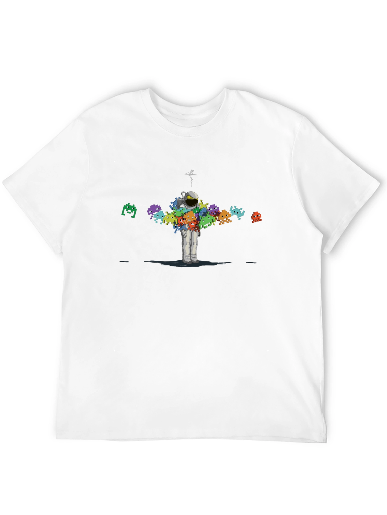 Astronaut Space Invaders T-Shirt - Black