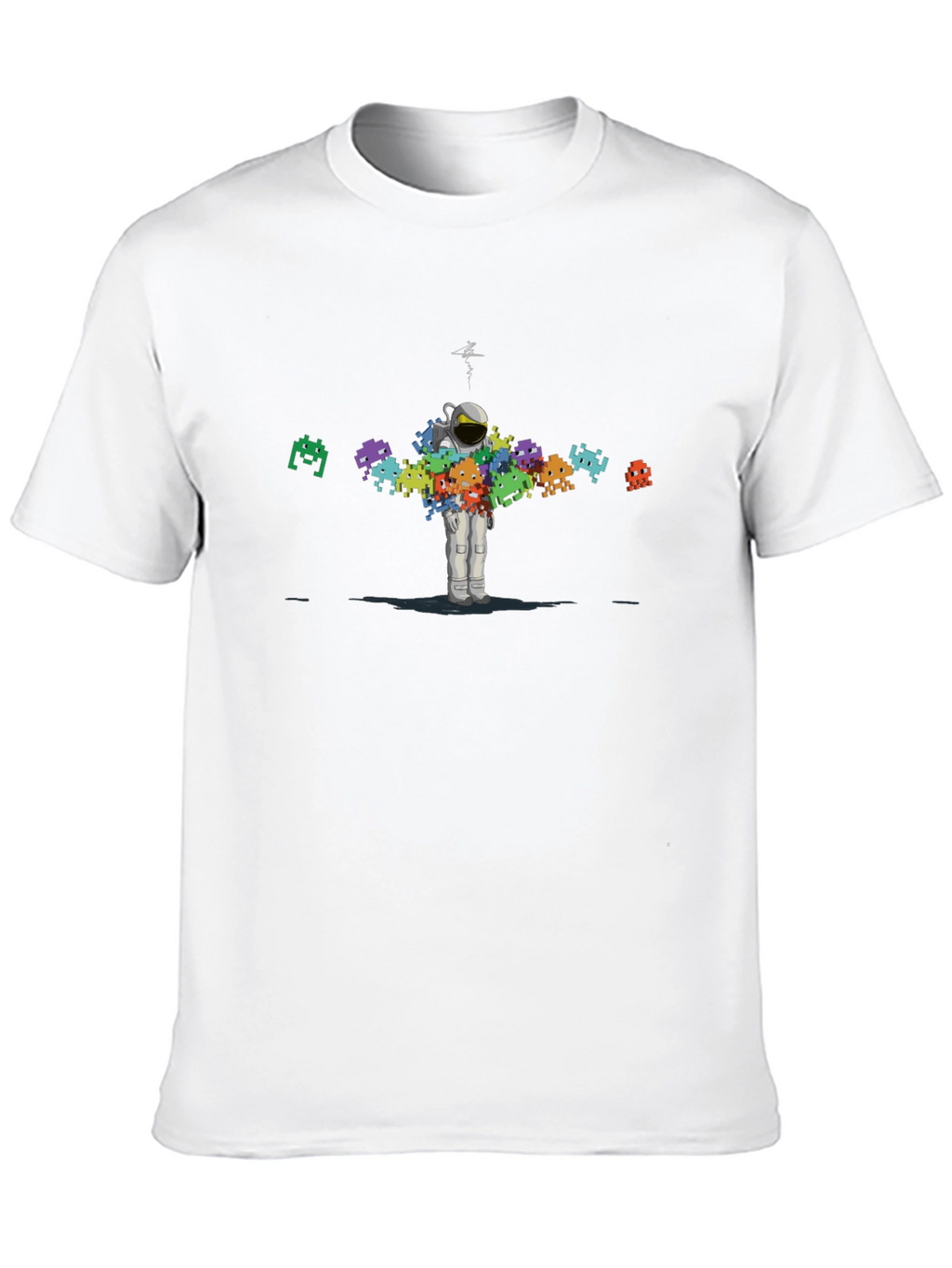 Astronaut Space Invaders T-Shirt - Black