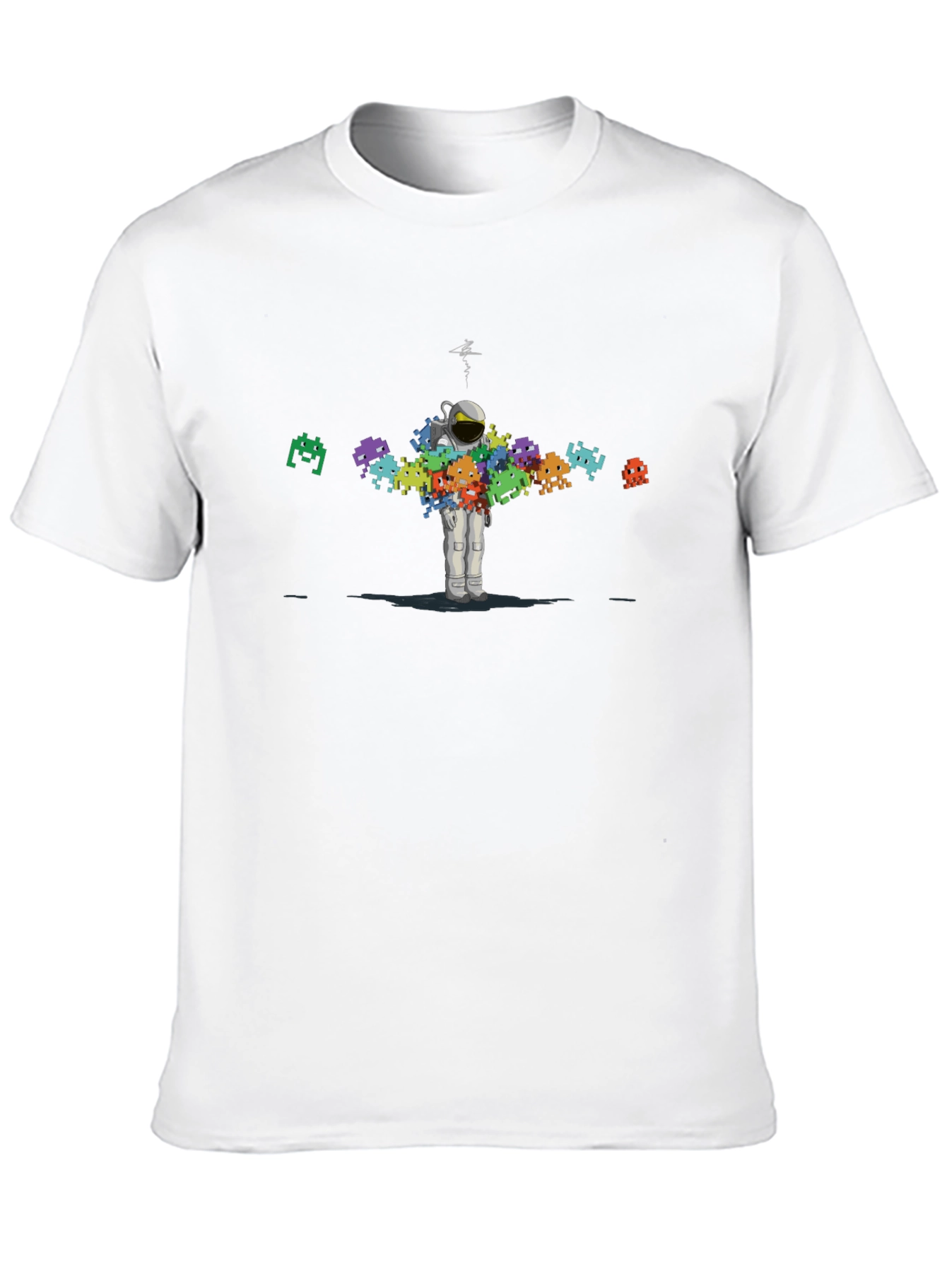 Astronaut Space Invaders T-Shirt - Black