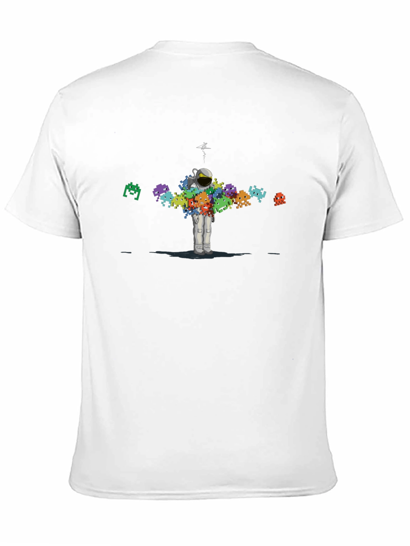 Astronaut Space Invaders T-Shirt - Black